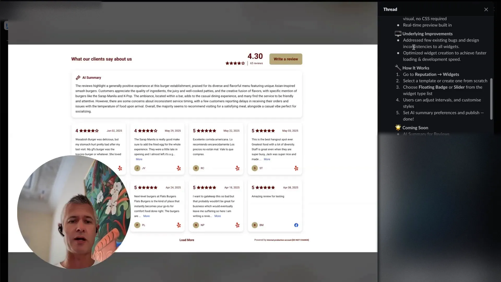 Restaurant owner managing orders and reviews with GFunnel
