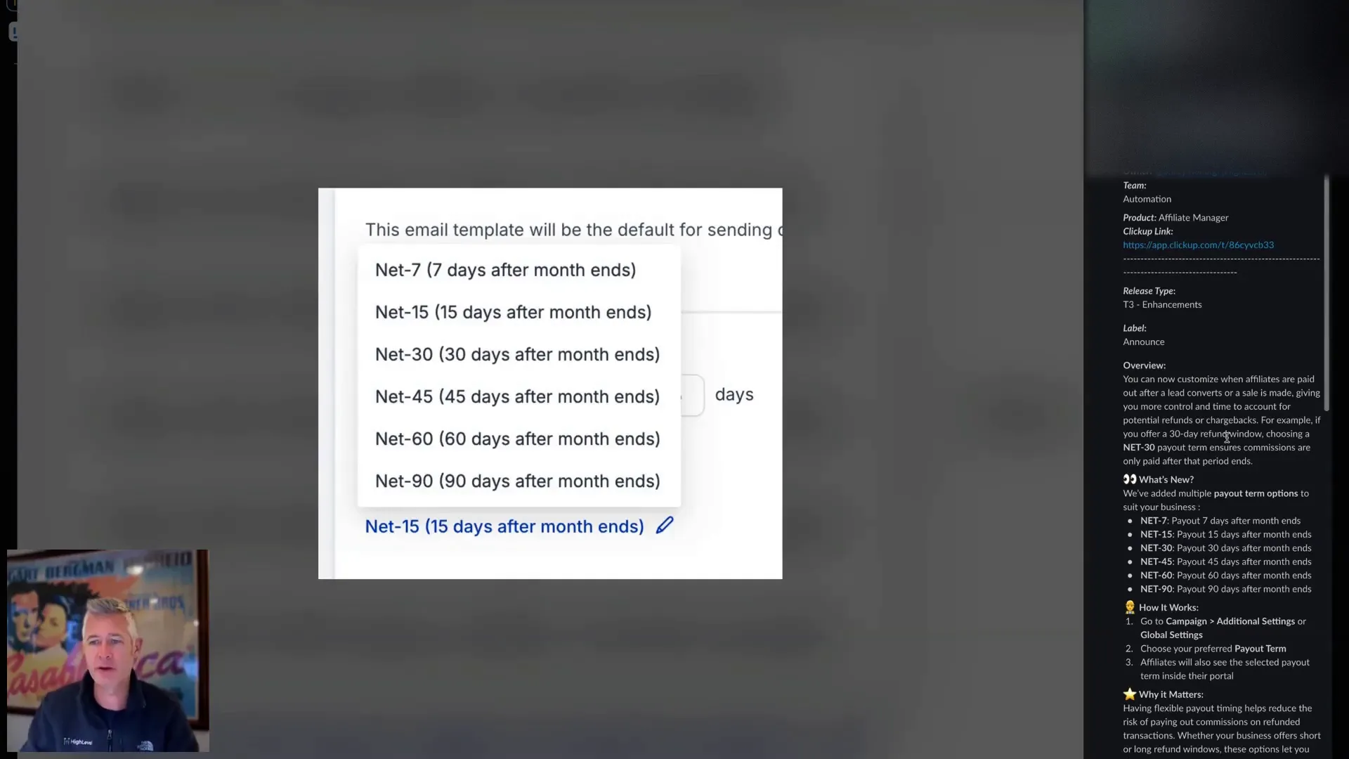 Affiliate payout options overview in Lead Connector With GFunnel