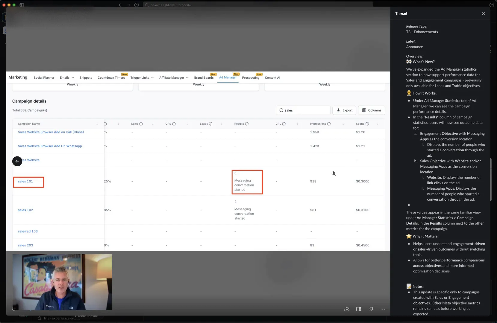 Campaign performance results on Ad Manager