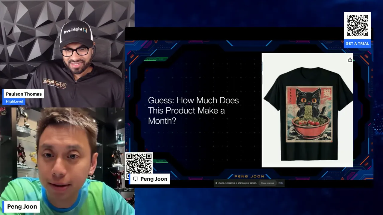 AI apparel example: cat eating ramen t-shirt generating revenue