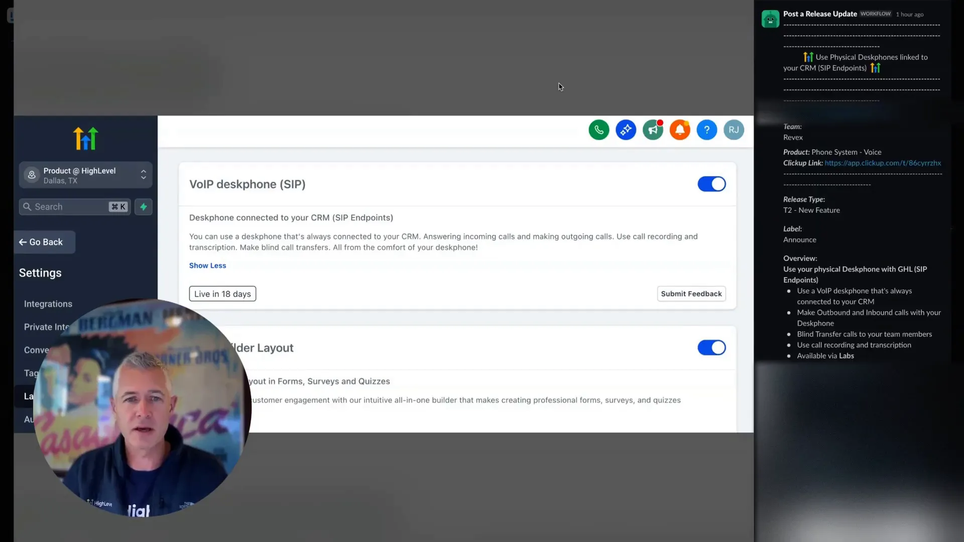GFunnel business platform dashboard overview