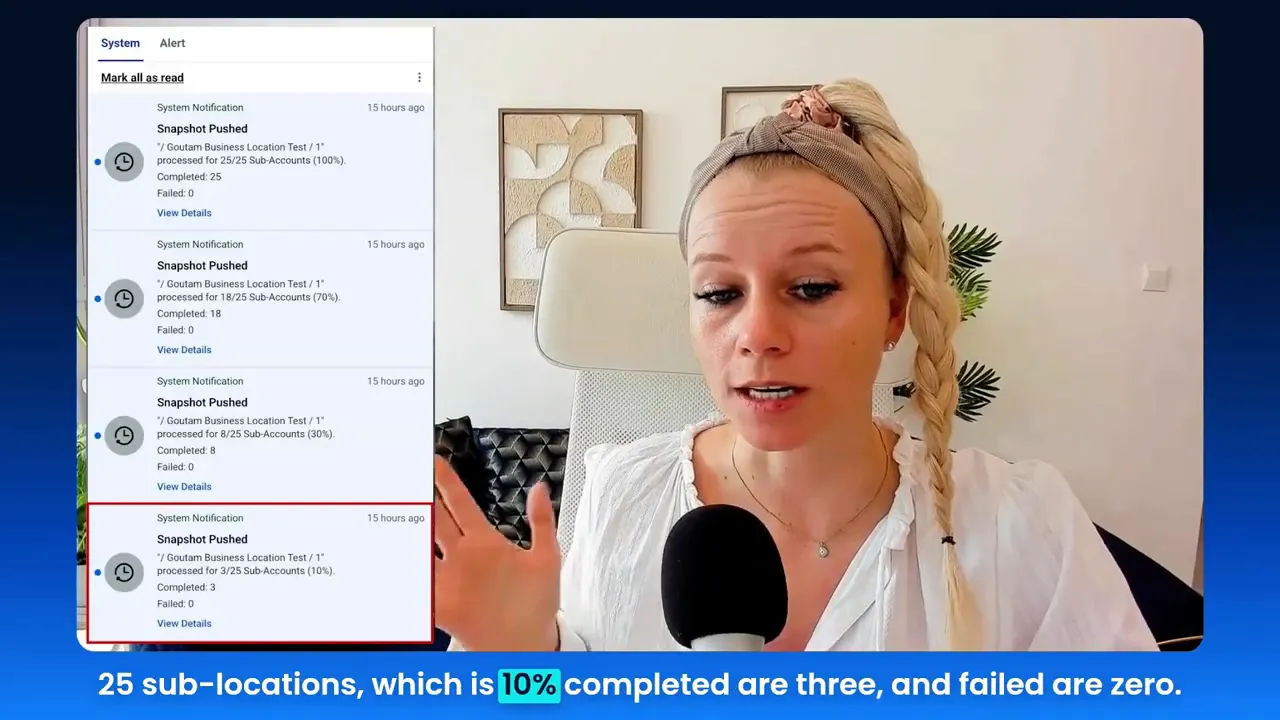 Visual representation of grouped notifications showing processed and failed counts at each stage
