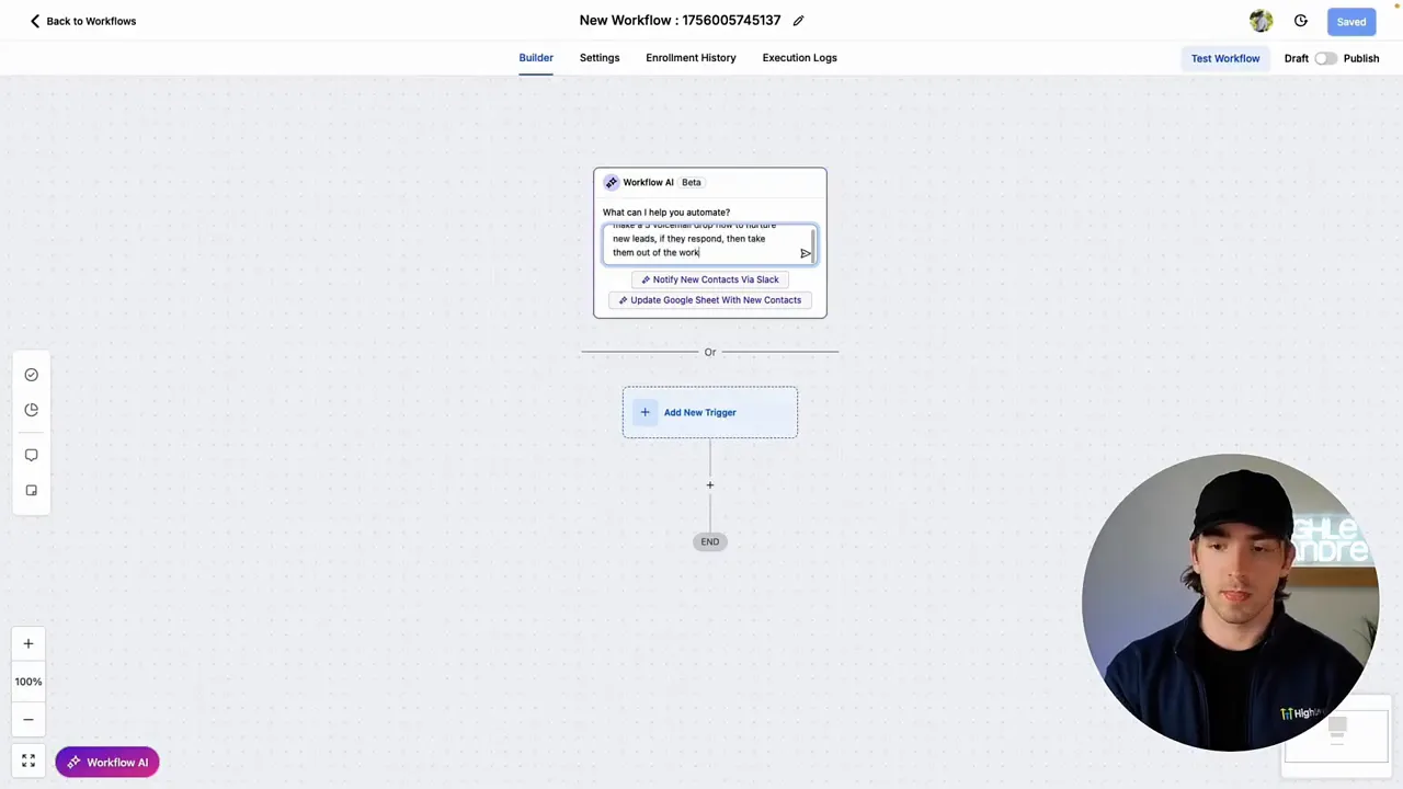 Three voicemail messages added to workflow and timeline showing 3-day waits