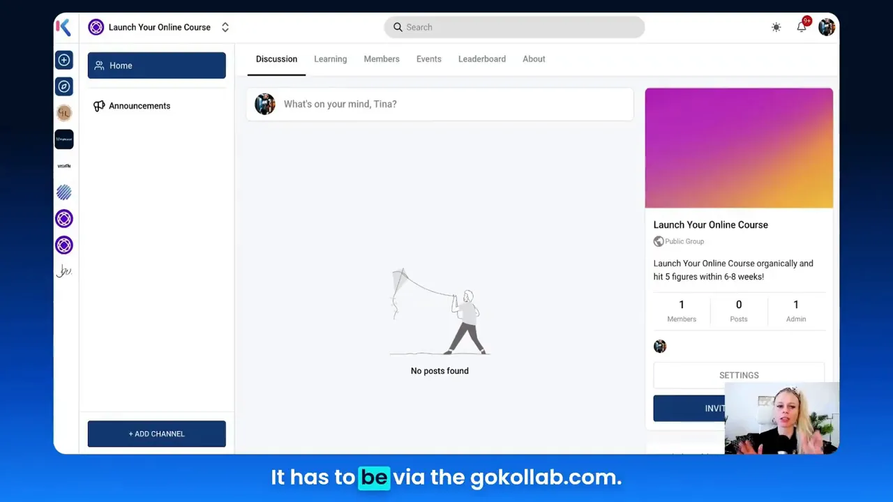 Settings and subscriptions screen inside group with integrate payment gateway option