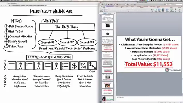 Stack slide showing itemized values and total value