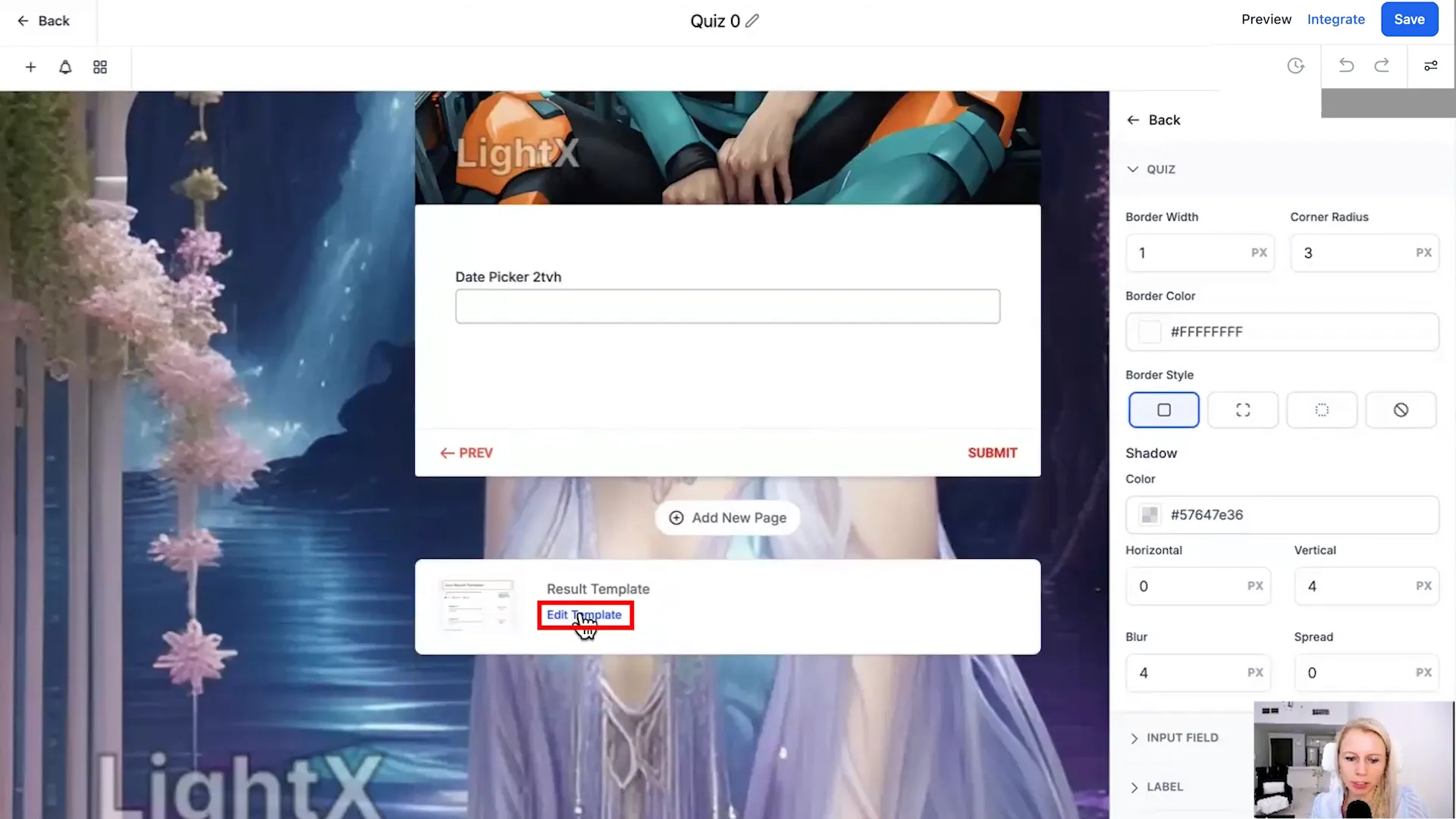 Editing the results page template