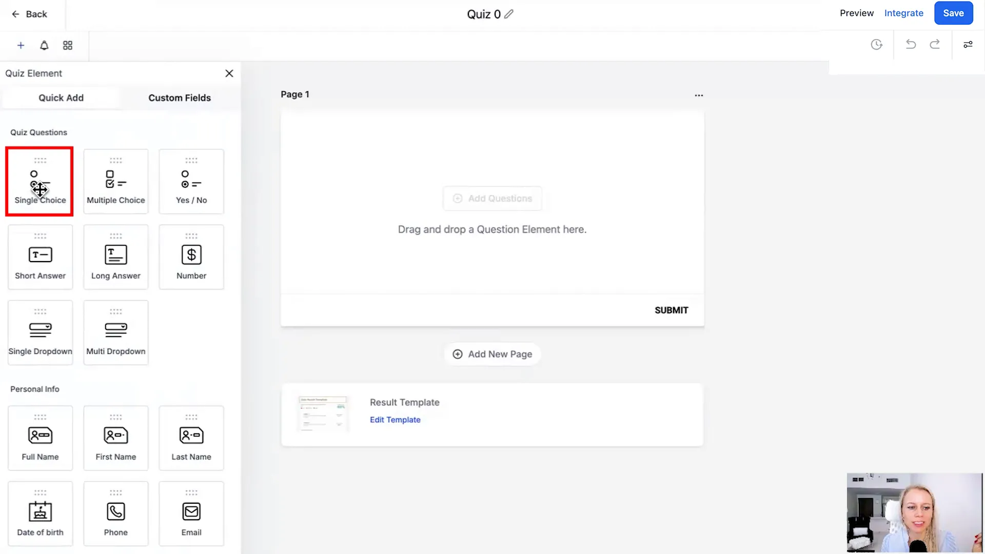 Adding elements to the quiz