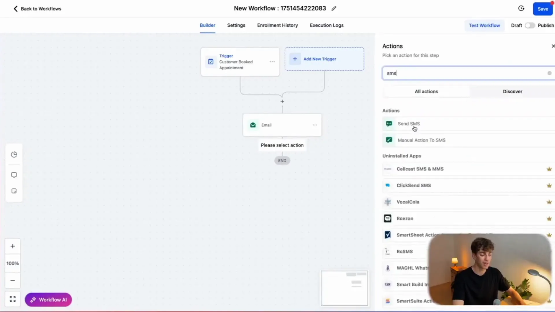 GFunnel automation builder interface