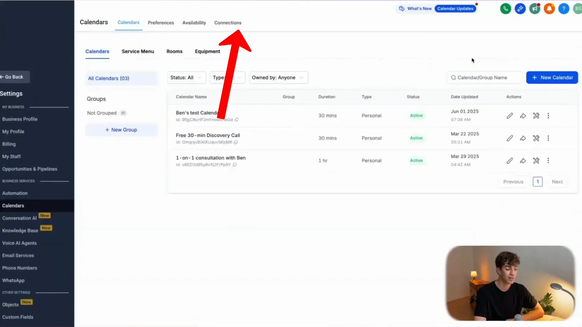 HighLevel dashboard showing automated appointment reminders setup