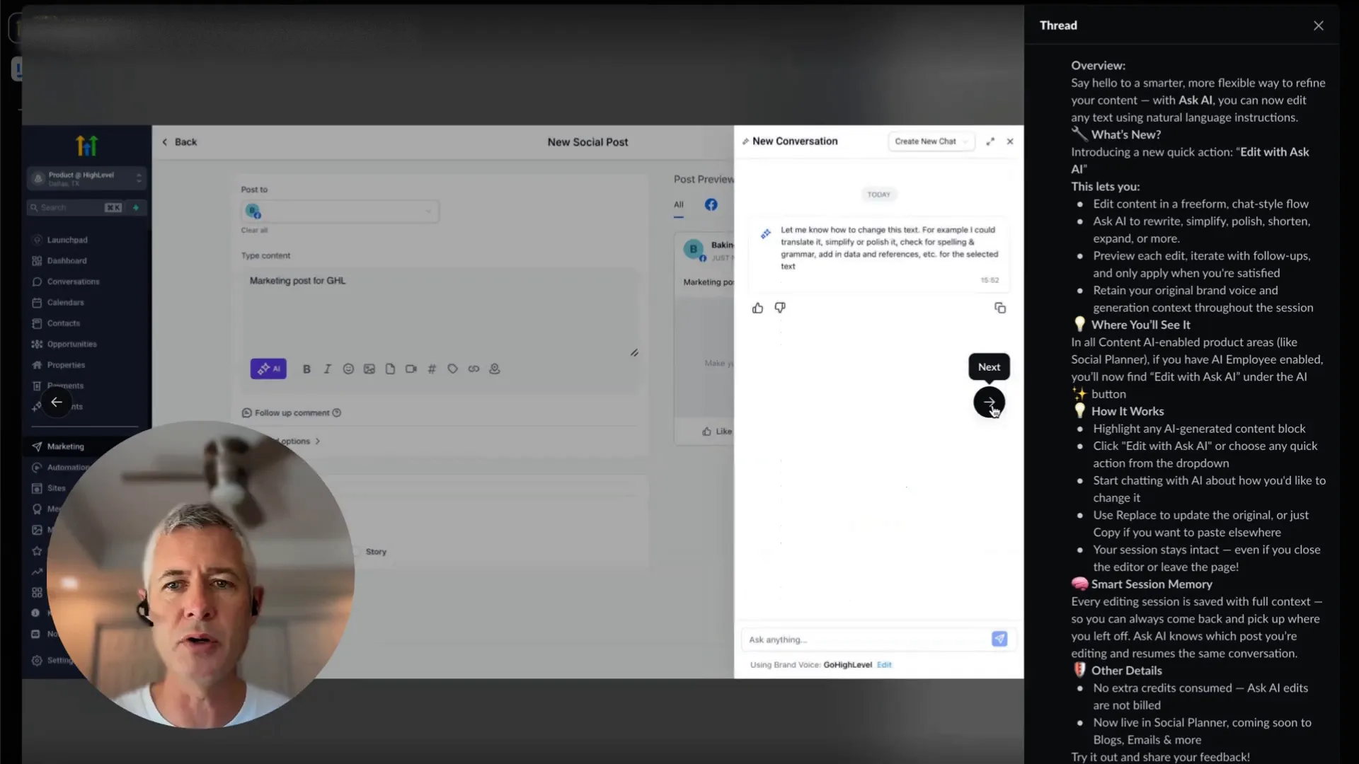 GFunnel’s AI content editing in action