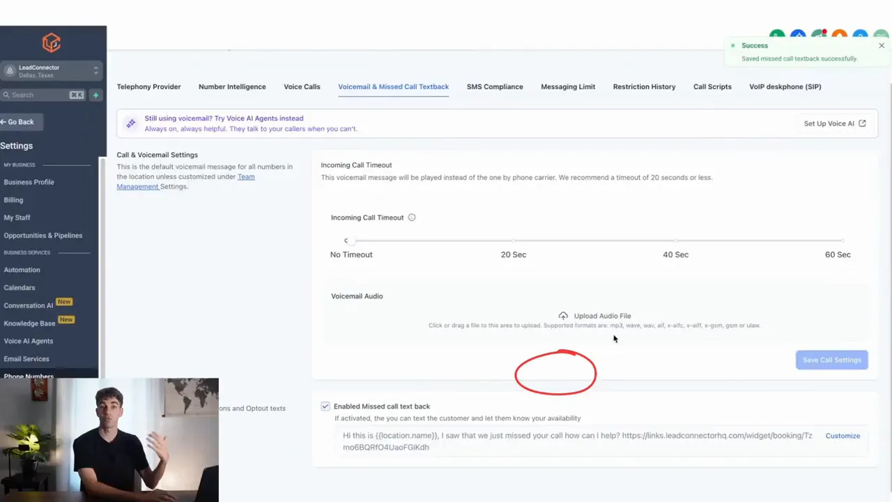 Copied calendar link being pasted into the customize message area before saving