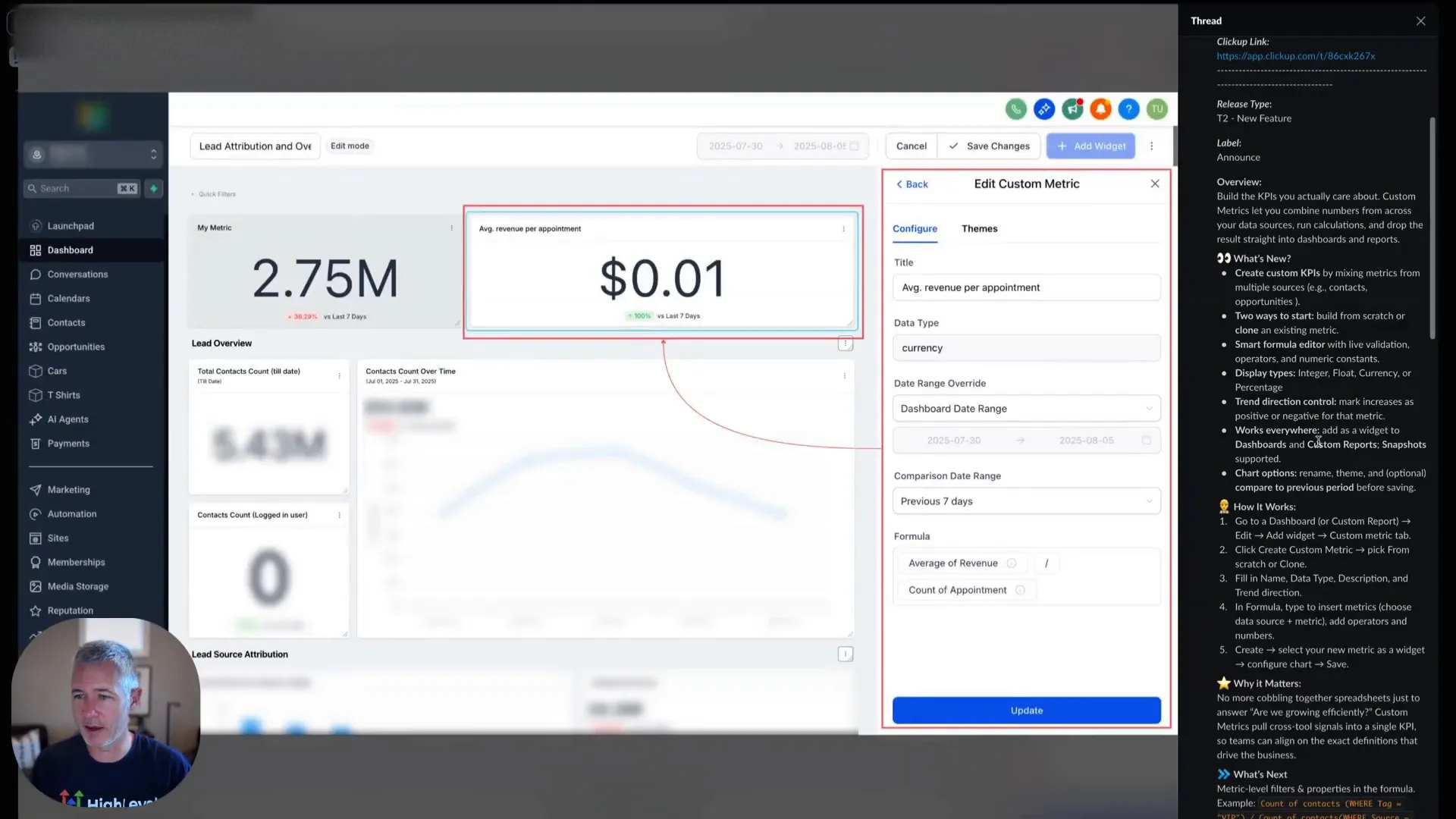 GFunnel’s real-time analytics dashboard with customizable charts