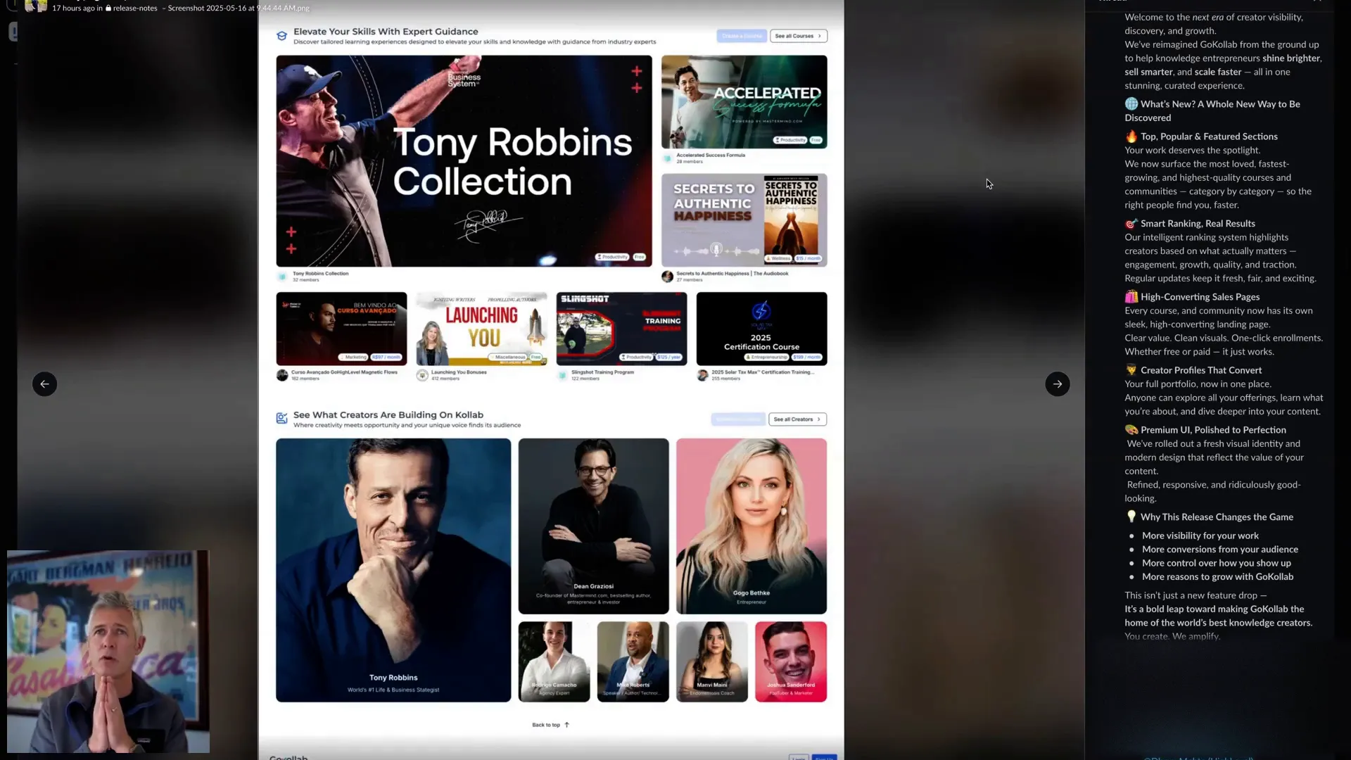 Kollab partnership with Dean Graziosi and Tony Robbins