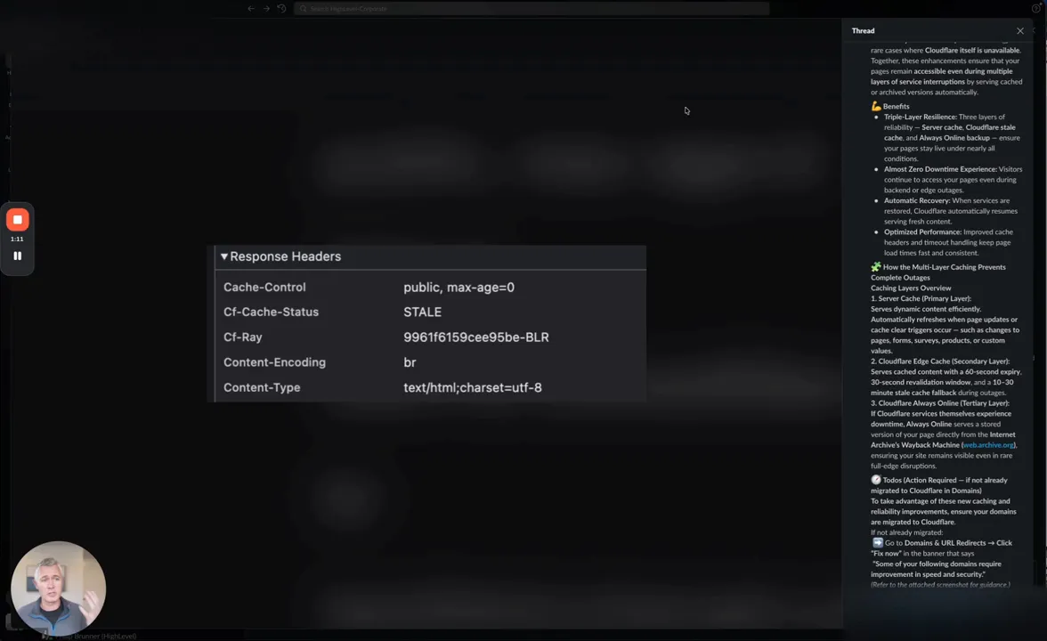 Diagram showing server, cache layer, and Cloudflare Always Online as 3 layers