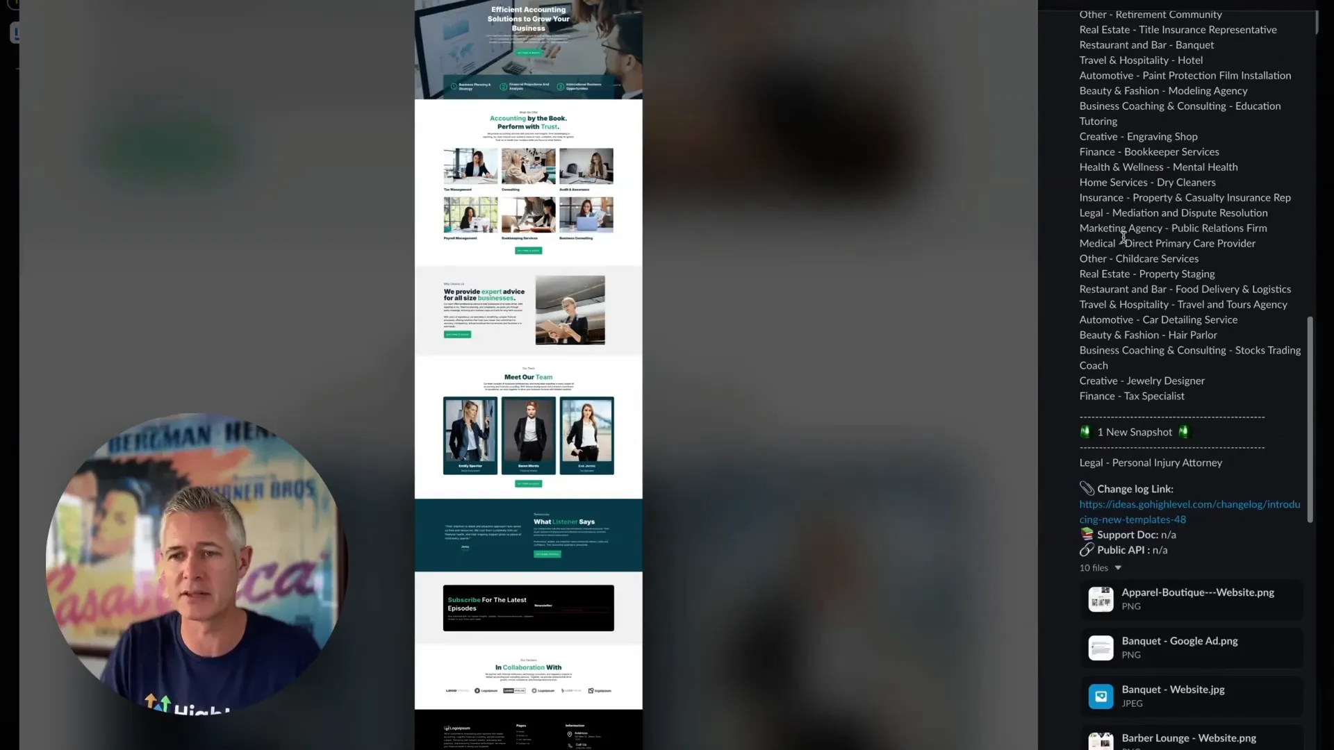 GFunnel dashboard showing new marketing funnel templates