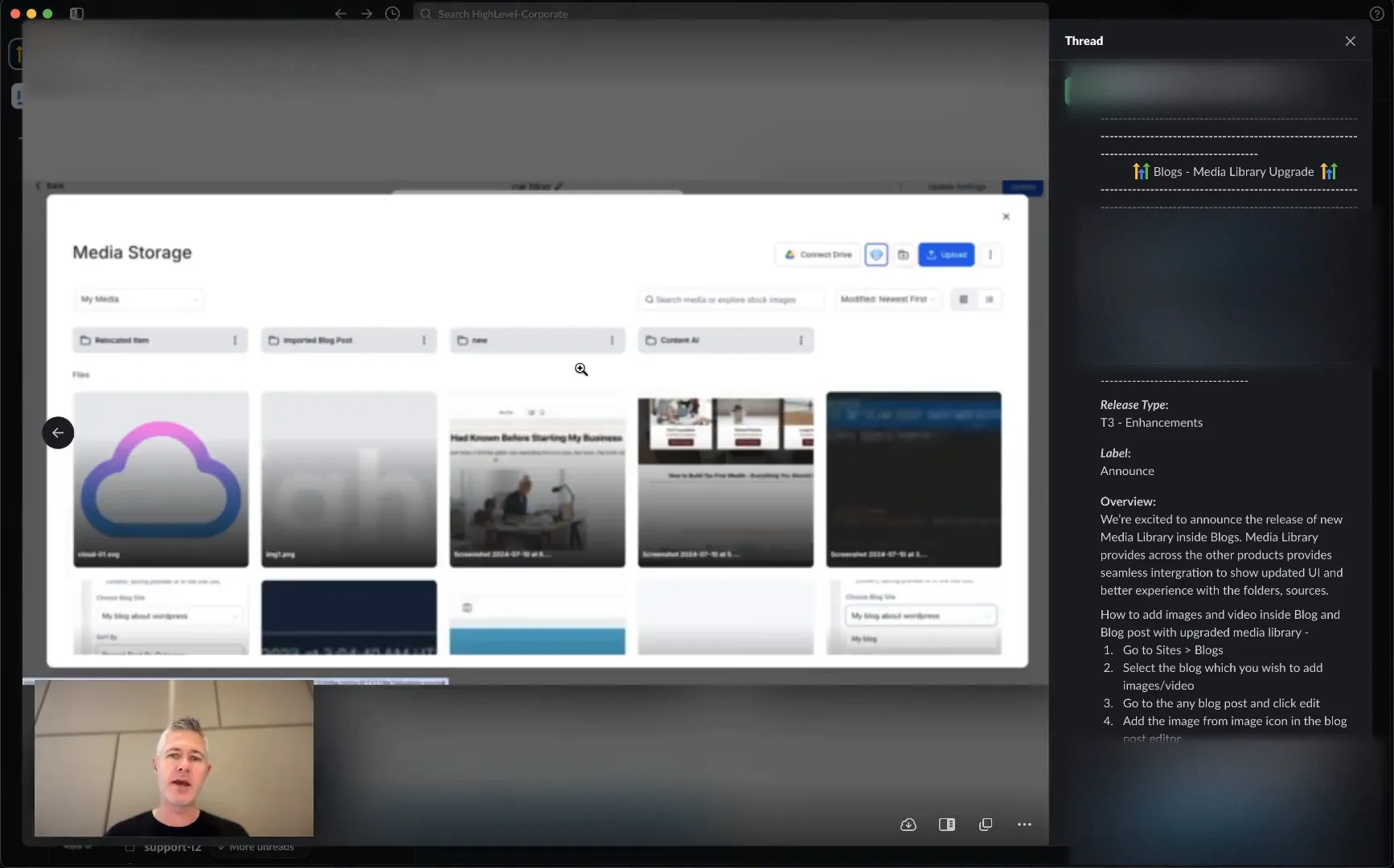 Screenshot of the new media library interface