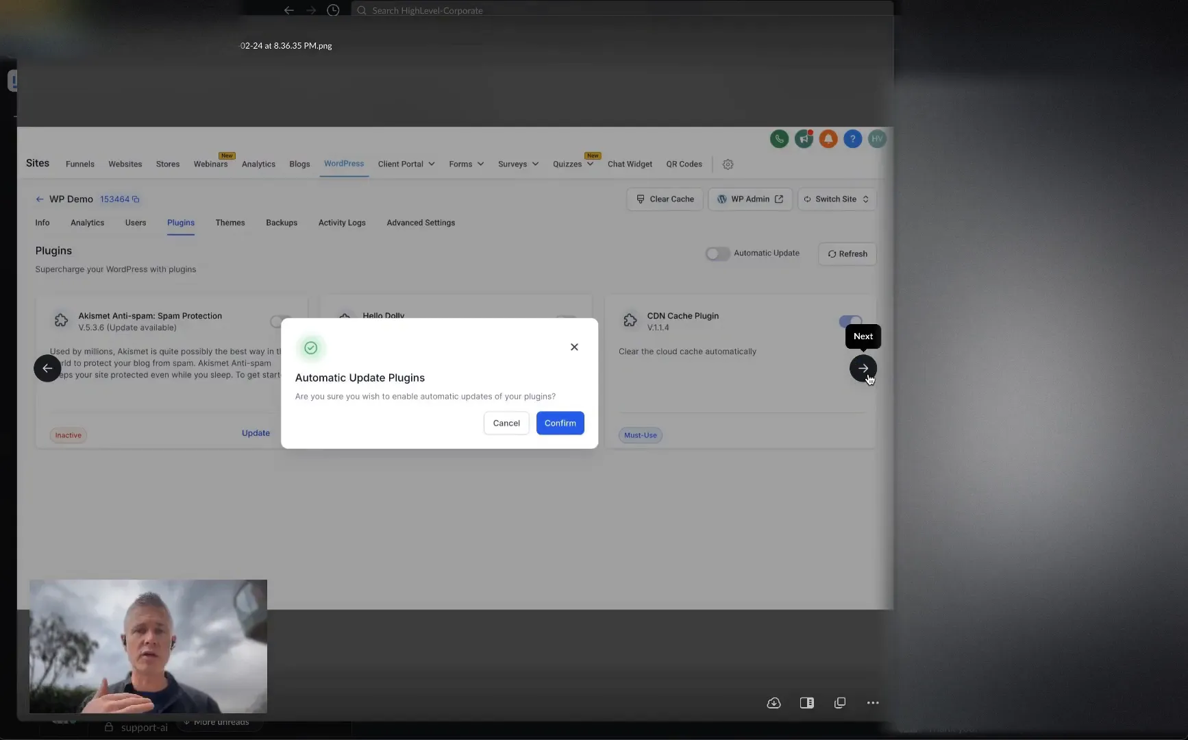 Enabling automatic updates for a plugin