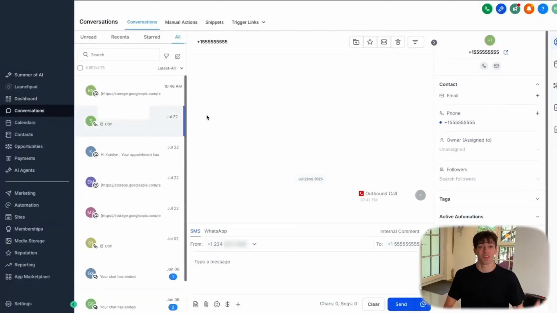 Conversations inbox view to continue chats with leads