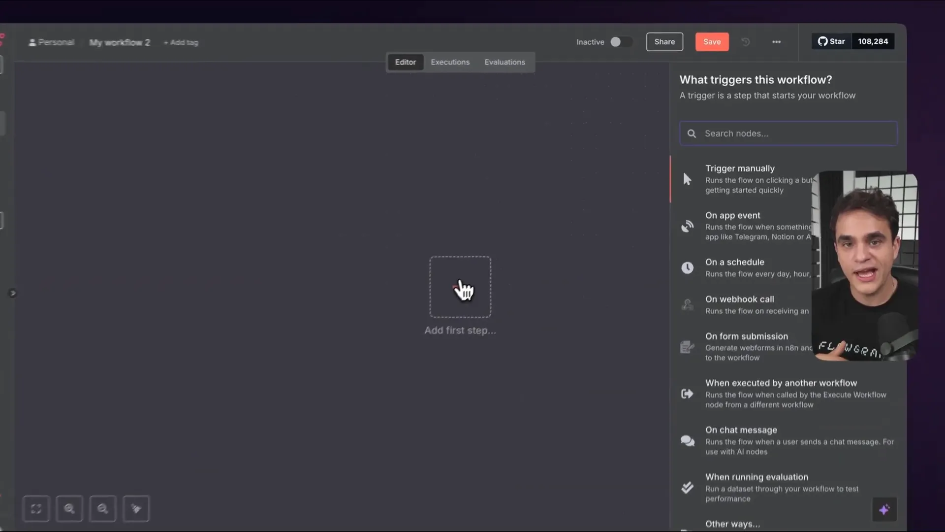 n8n workflow canvas showing form trigger setup