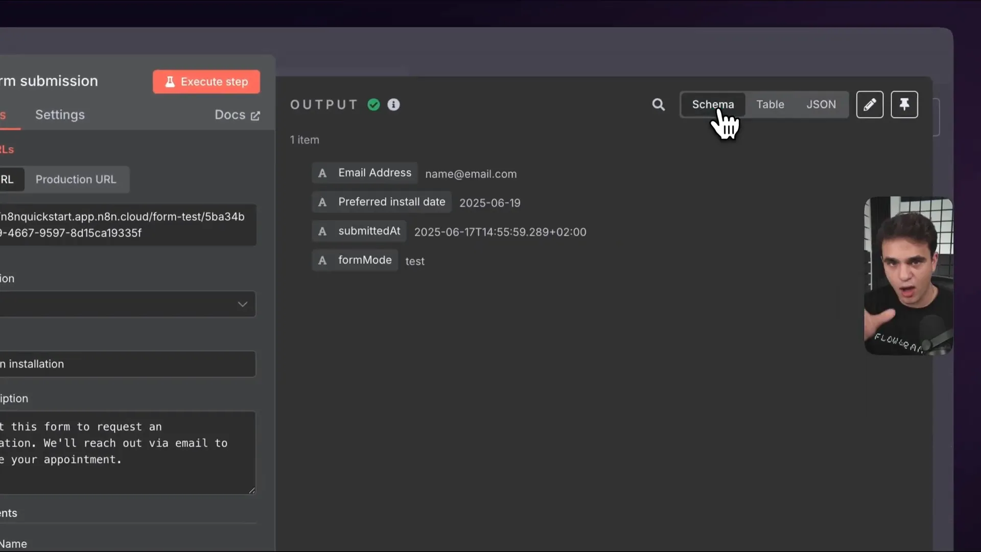 Viewing data output in JSON, table, and schema views