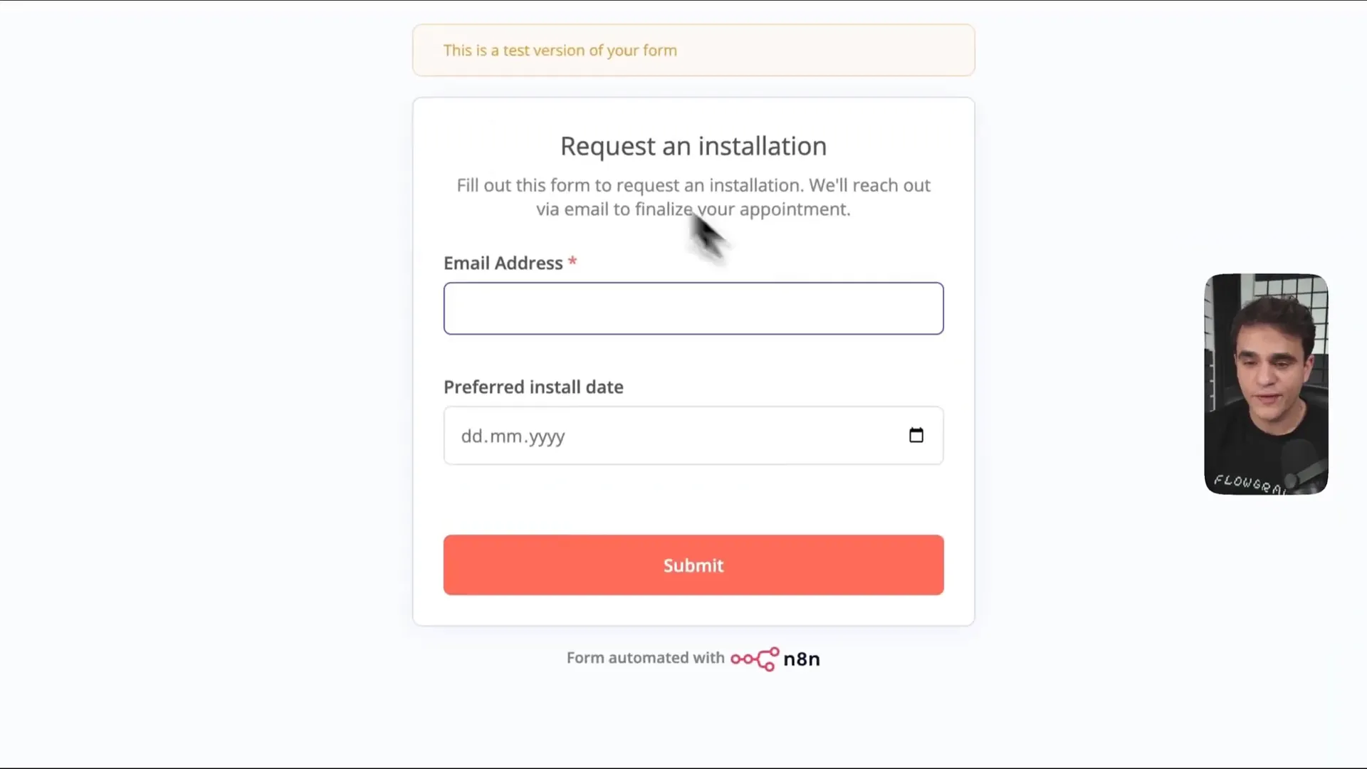 Testing the form trigger with sample input