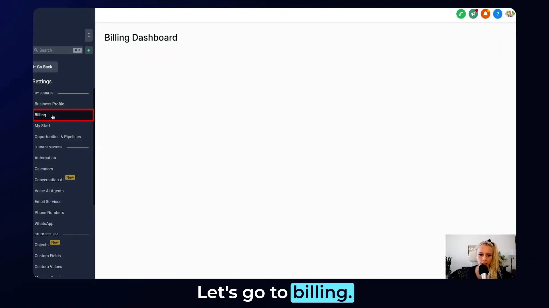 Client billing dashboard with cancel subscription option