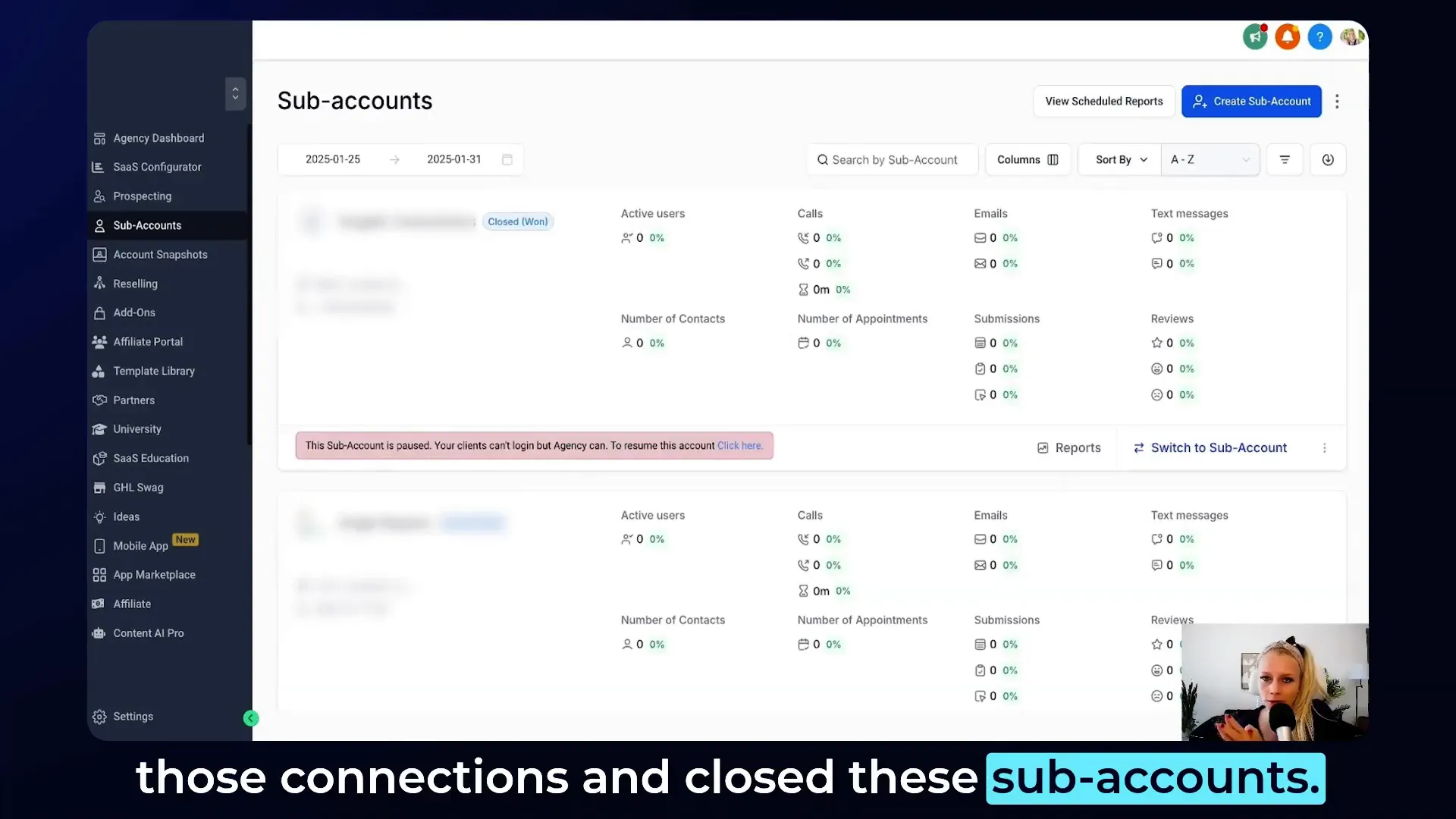 GFunnel integration management settings for Twilio and Mailgun