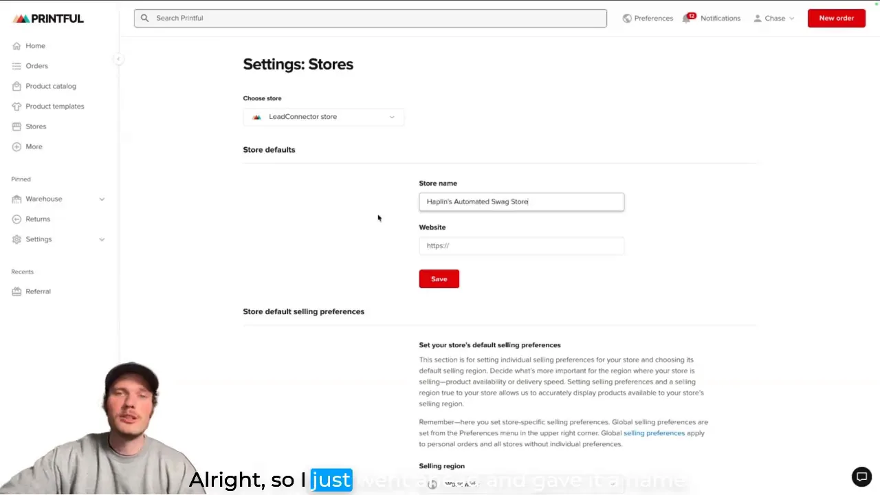 Authorized Printful access and store creation inside HighLevel