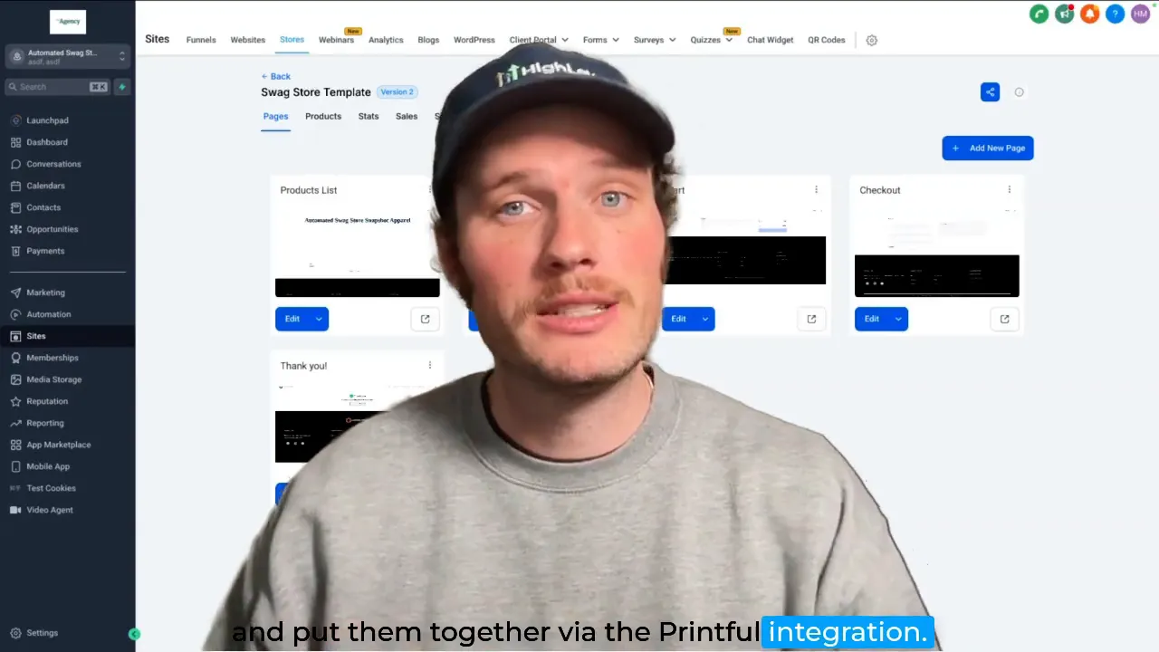 Starting Printful integration setup in HighLevel subaccount