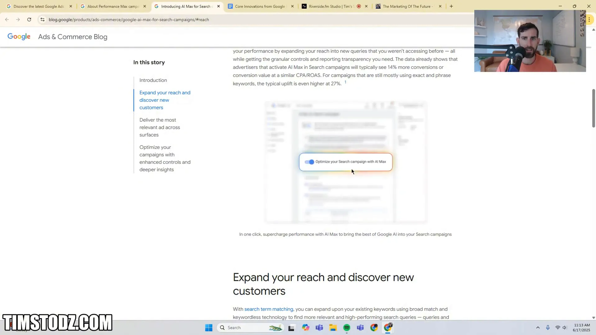 AI Max for Search campaign integration example