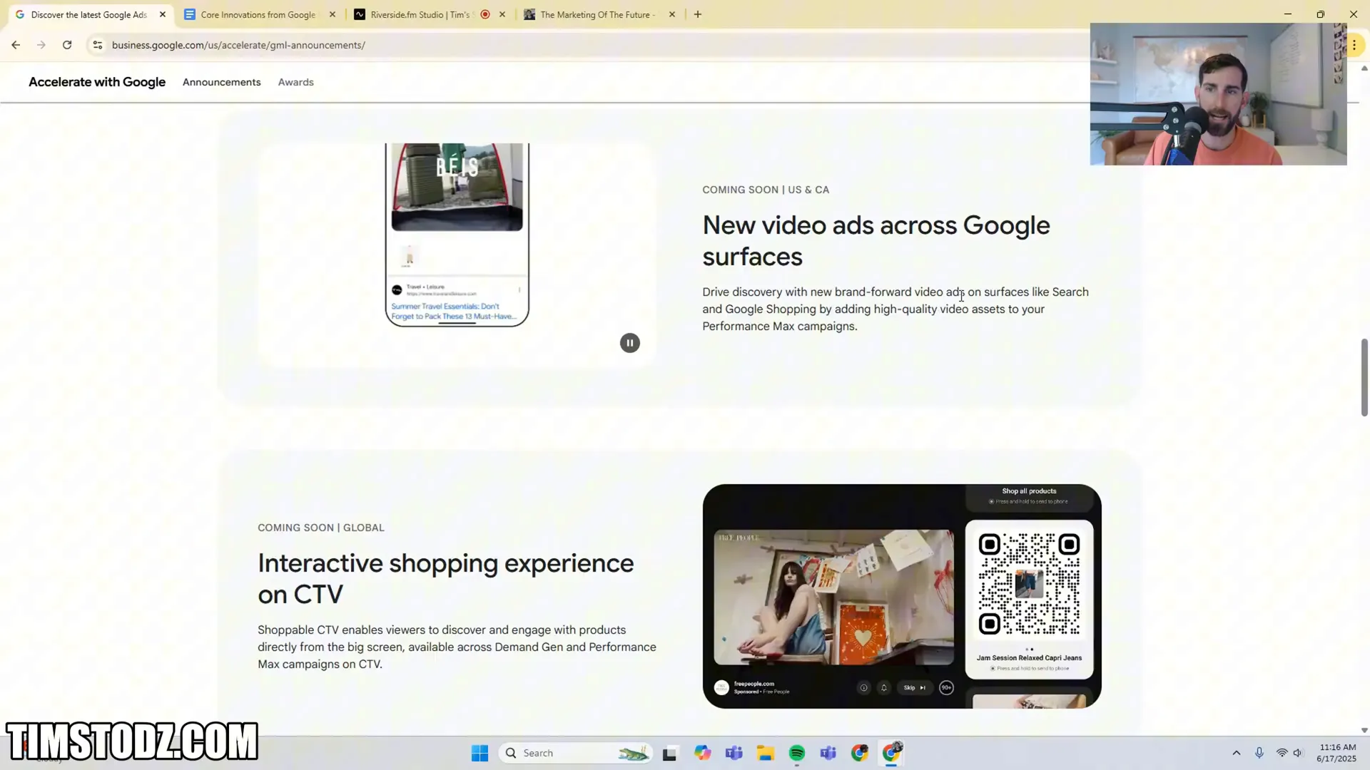 New video ads across Google services announcement