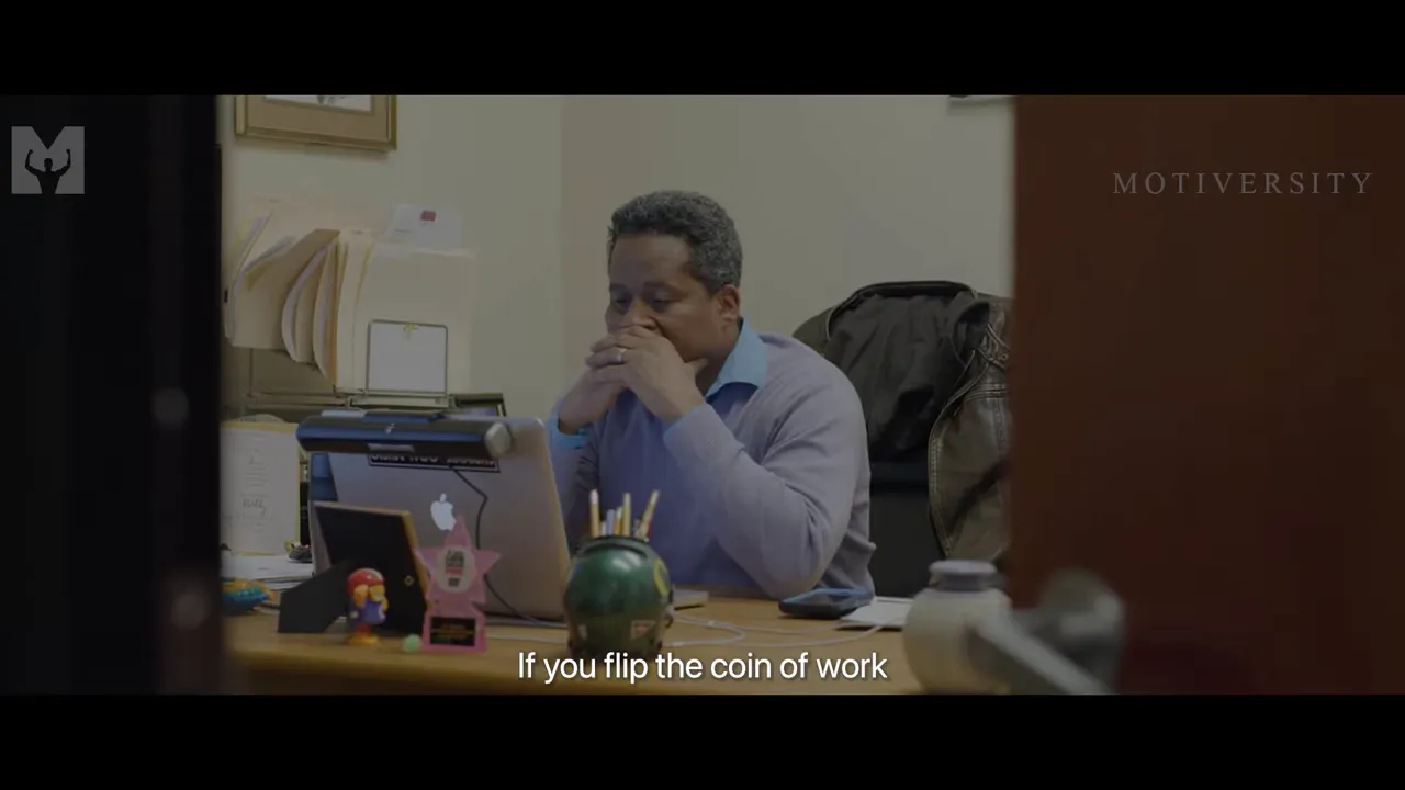Myron Golden explaining work as a two-sided coin