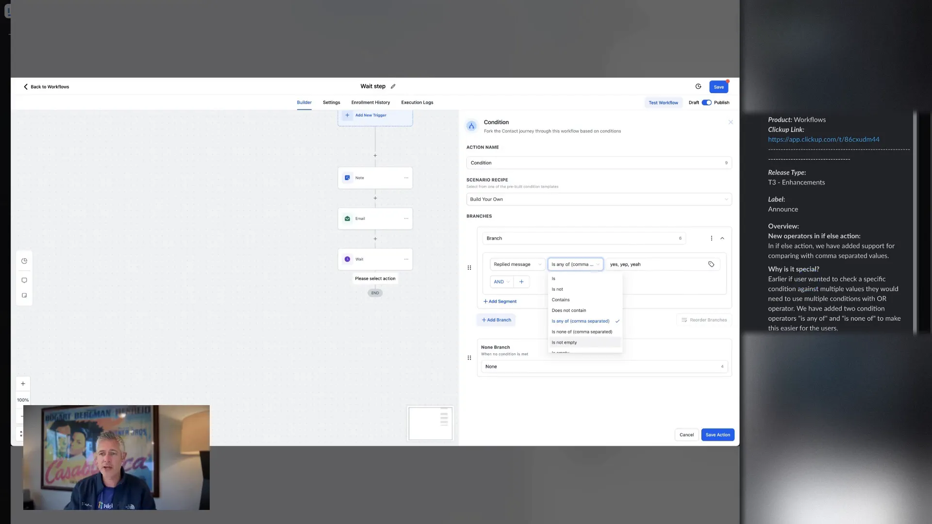 Demonstrating the new if-else action enhancements