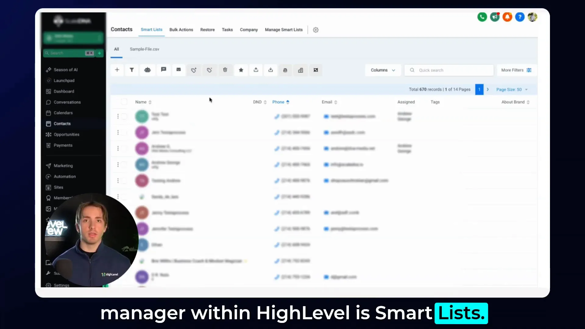 Smart lists overview in HighLevel CRM