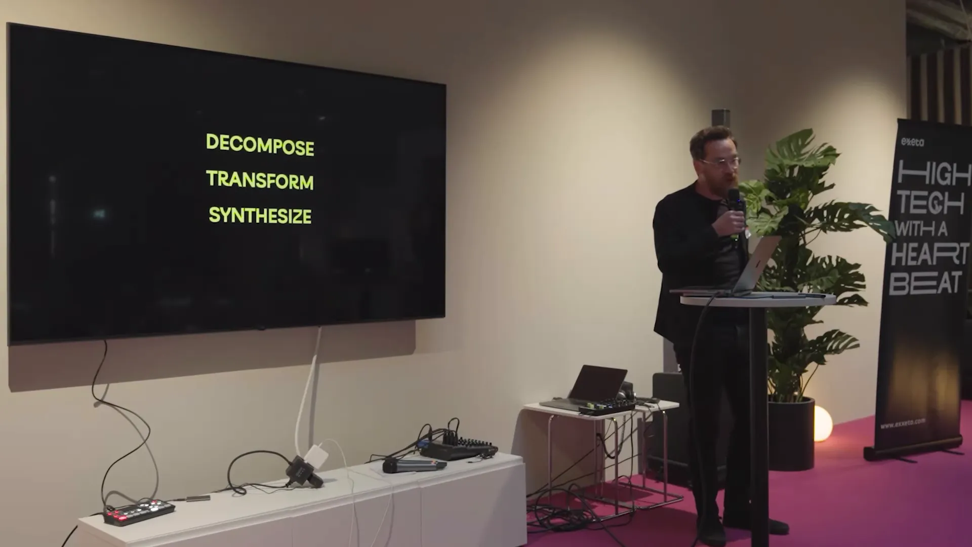 Slide illustrating the decompose-transform-synthesize approach