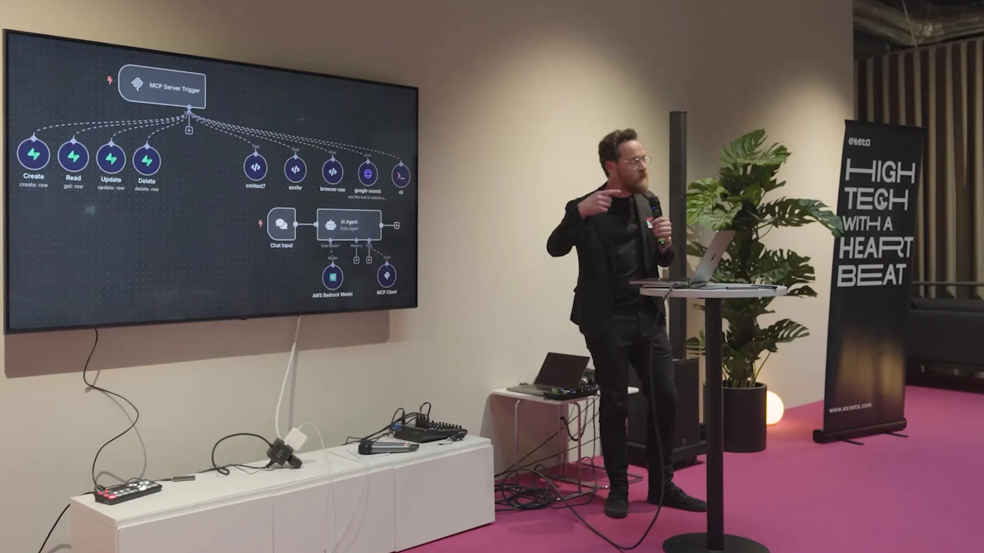 Slide discussing session vs long-term memory and Supabase integration