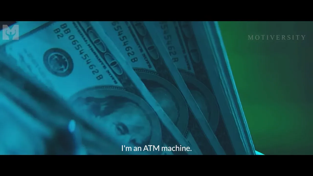 Speaker describing the idea that your job is inside of you, an 'ATM machine' idea