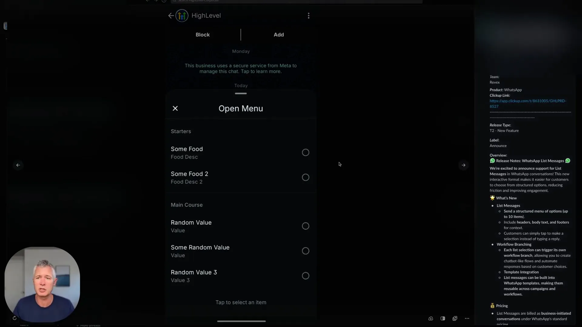 Host saying 'let me take a look at that' and showing the platform screen