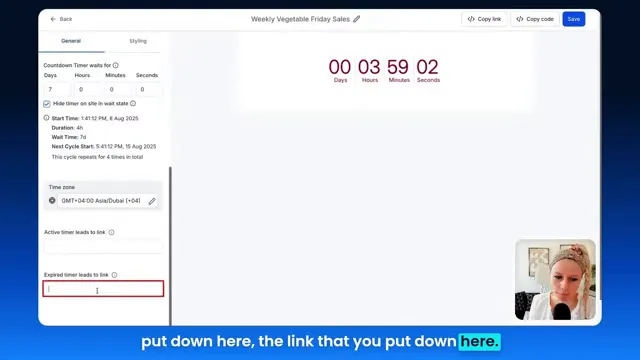 Confirmation message showing unlimited cycles for recurring timer setup