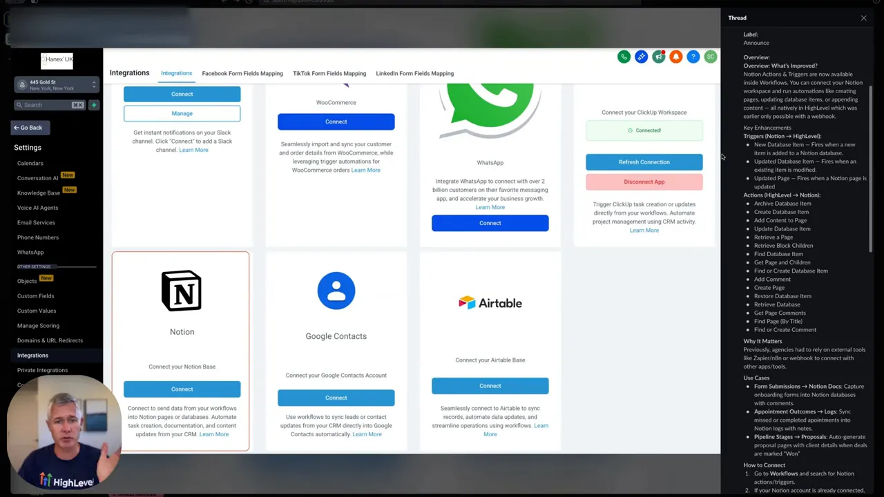 Integration connected inside sub-account integrations page