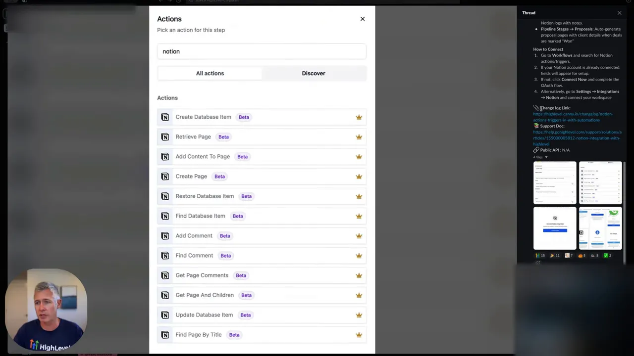 Notion triggers list showing new database item trigger
