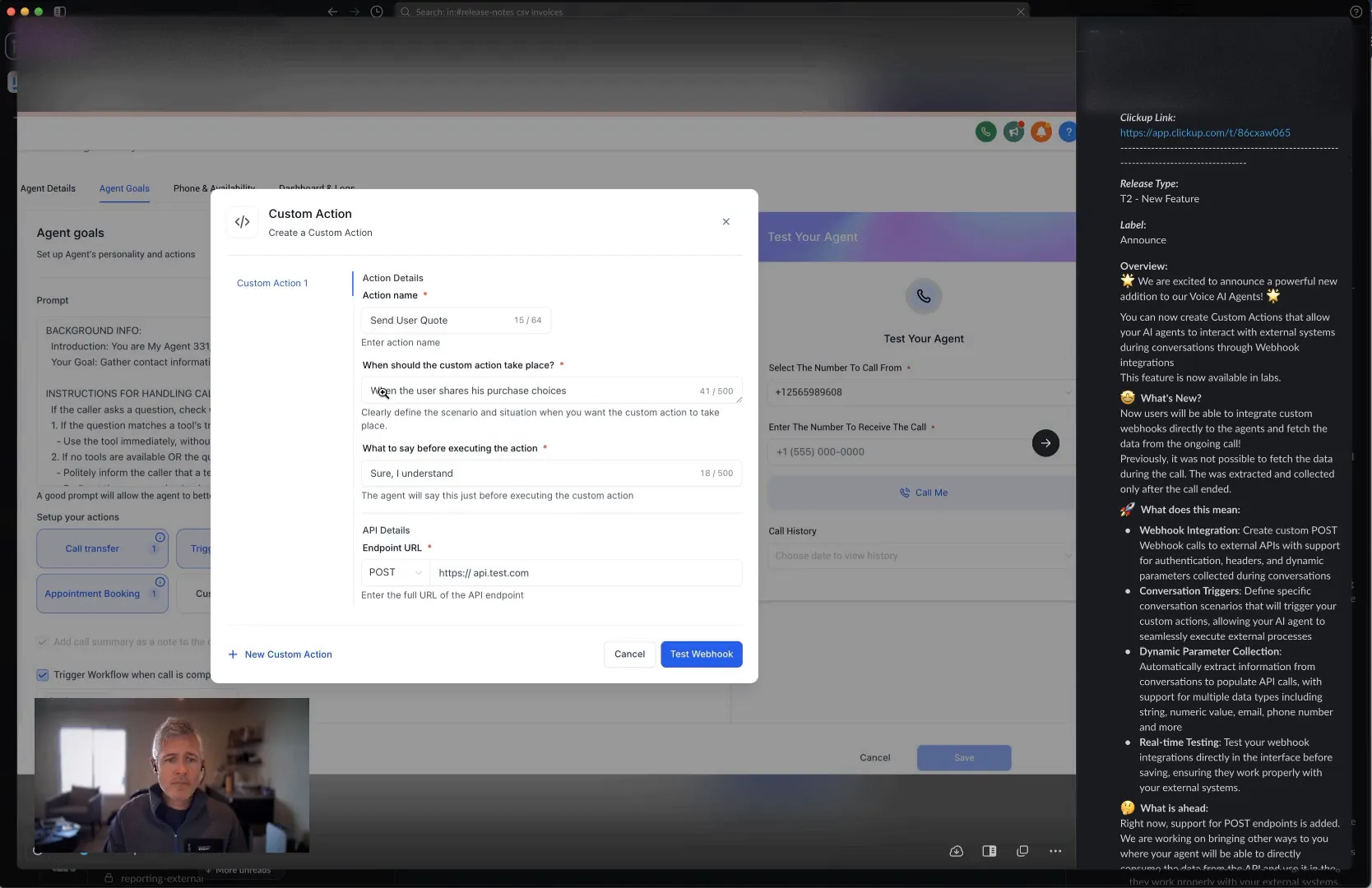 Creating a custom action in Voice AI