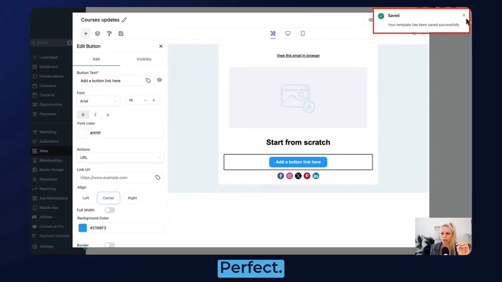 Editing the email template