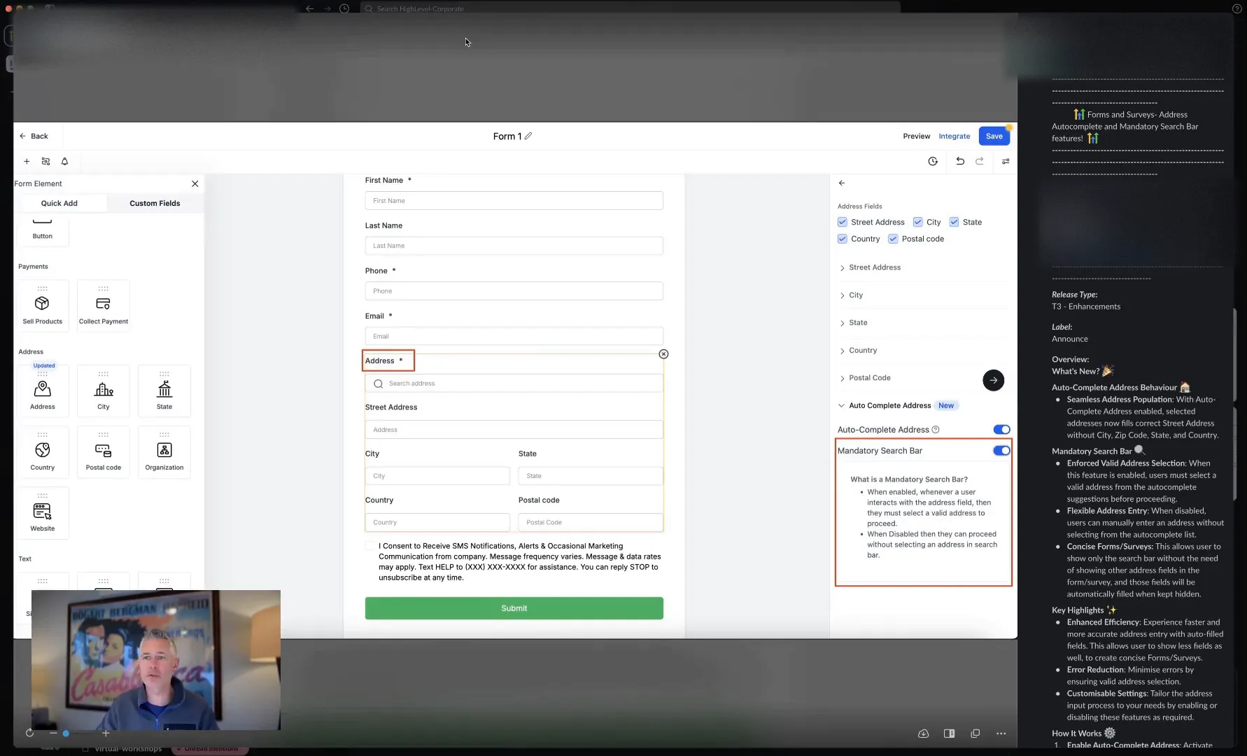 Address auto-complete feature demonstration
