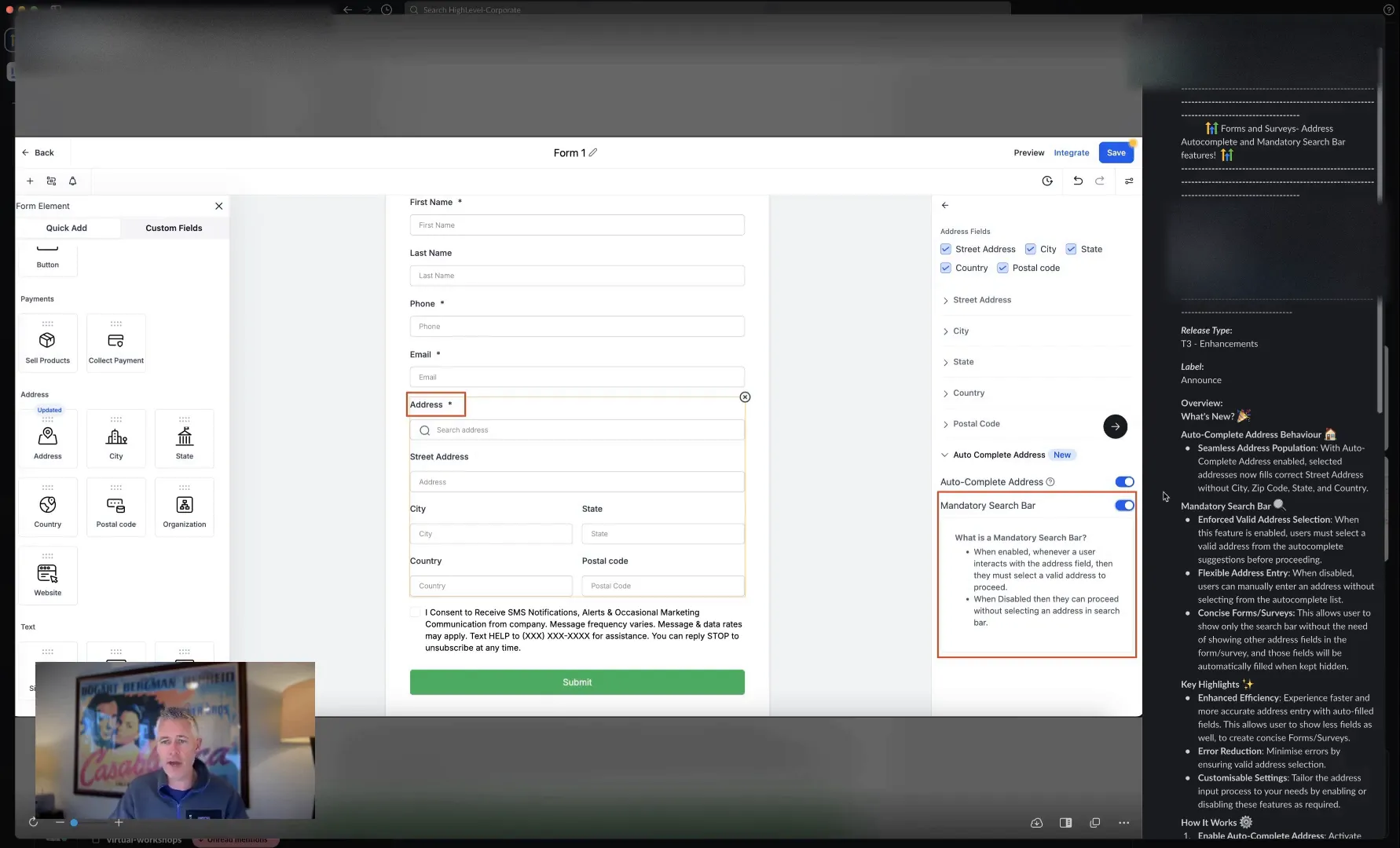 User selecting an address from suggestions
