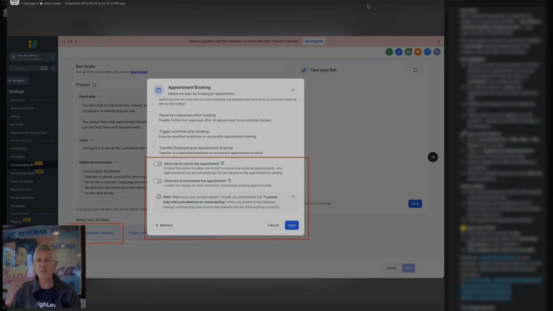 Turning on cancel and reschedule options in Labs settings
