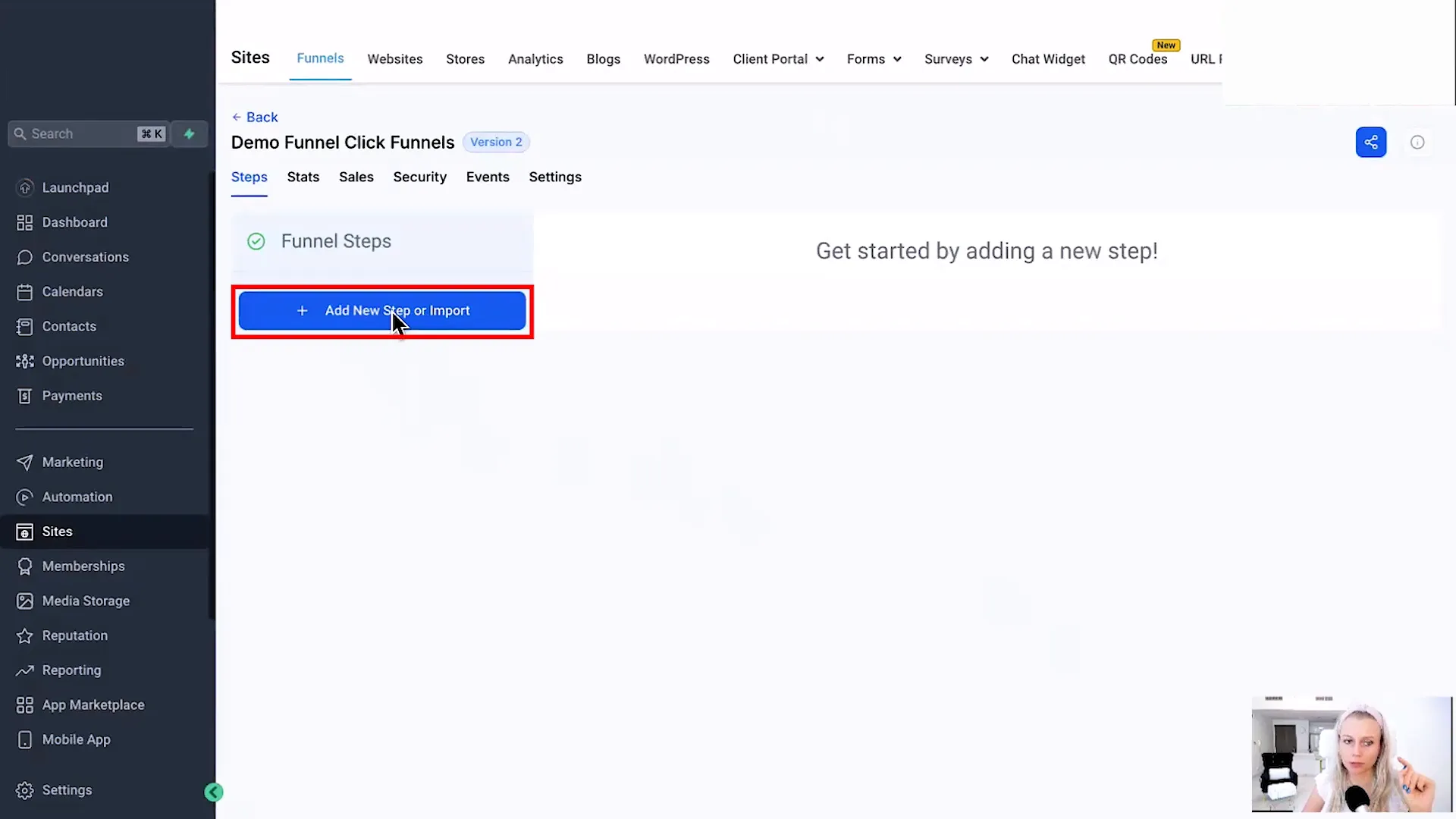 Adding a new step in GFunnel