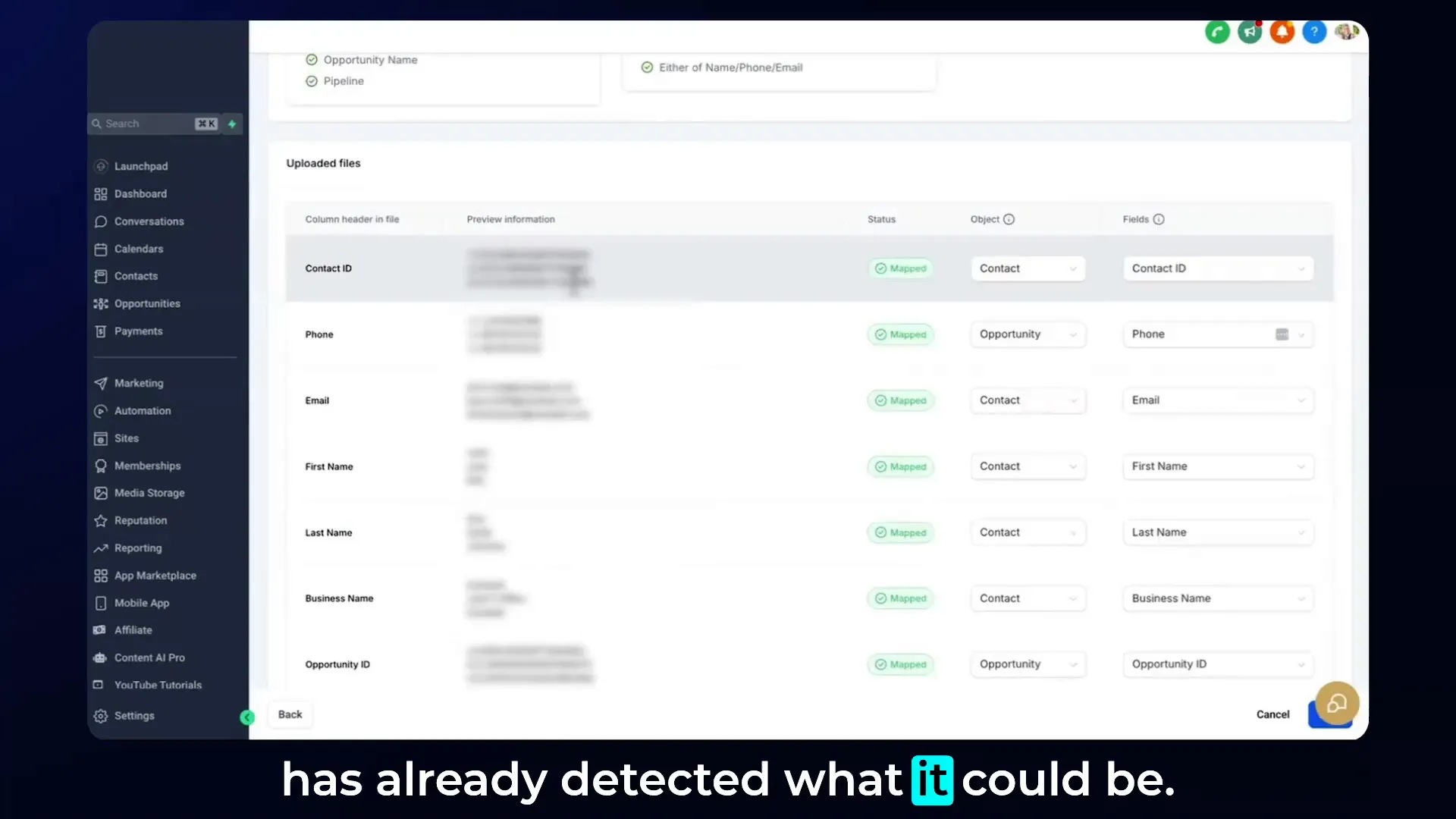 Video insight on intelligent data mapping and import options
