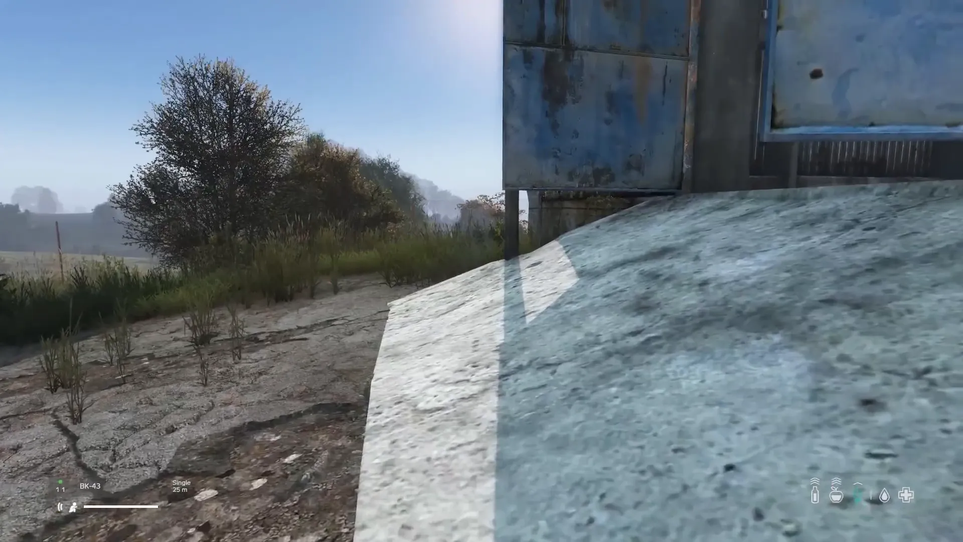 Crouching to approach an animal