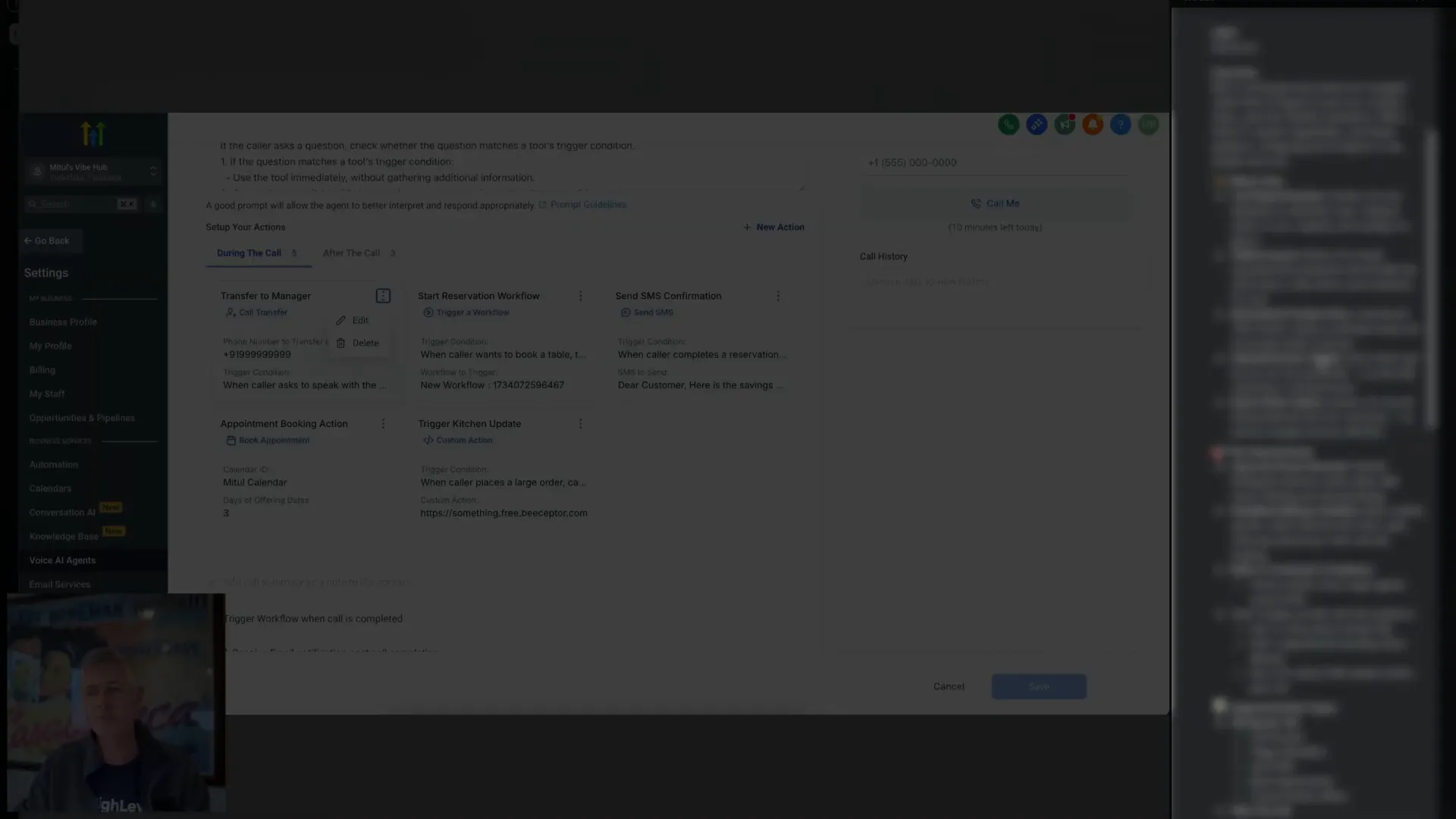 Enable separate during and post call actions feature in Labs section